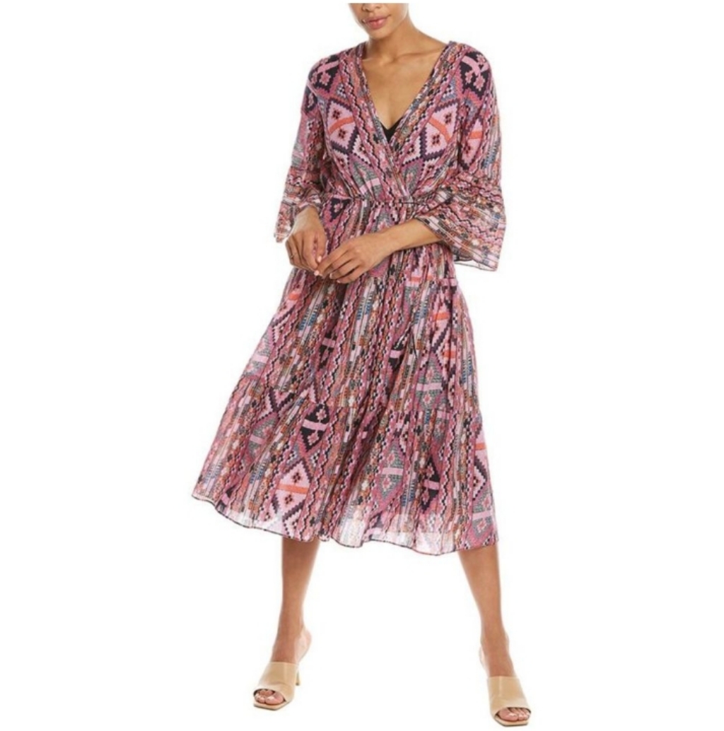 Kobi Halperin Rosa Ikat Bell-Sleeve Midi Dress